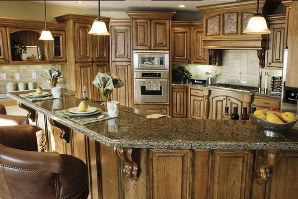 Brown Wood Corbels Kitchen Bar Wood Kitchen Cabinets Granite